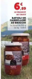 Hyper U RAVIOLI OU CANNELLONI AU BROCCIU offre