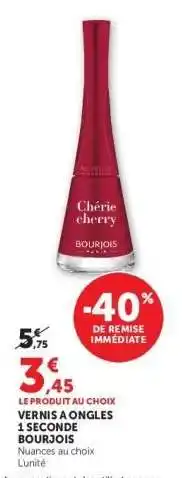 Hyper U Vernis à Ongles 1 Seconde Bourjois offre
