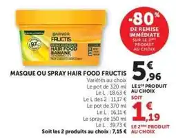 Hyper U MASQUE OU SPRAY HAIR FOOD FRUCTIS offre