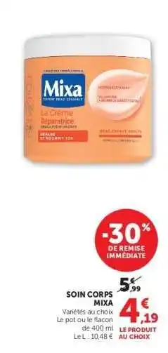 Hyper U Soin Corps Mixa offre