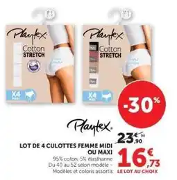 Hyper U Lot de 4 culottes femme midi ou maxi offre