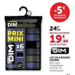 Hyper U LOT DE 6 BOXERS HOMME offre