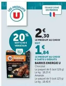 Hyper U BARRES ENERGIE U offre
