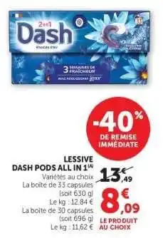Hyper U LESSIVE DASH PODS ALL IN 1 offre