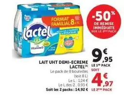 Hyper U Lait UHT Demi-Écrémé Lactel offre