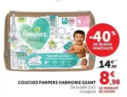 Hyper U Couches Pampers Harmonie Géant offre