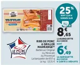 Hyper U Ribs de porc à griller Madrange offre