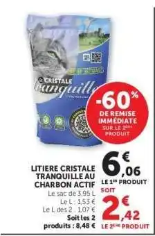 Hyper U Litiere Cristale Tranquille au Charbon Actif offre