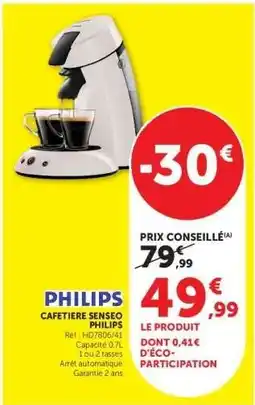 Hyper U PHILIPS CAFETIÈRE SENSEO offre