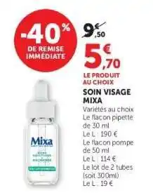 Super U Soin Visage Mixa offre