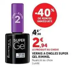 Super U Vernis à Ongles Super Gel Rimmel offre