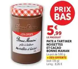 Super U Pâte À Tartiner Noisettes Et Cacao Bonne Maman offre
