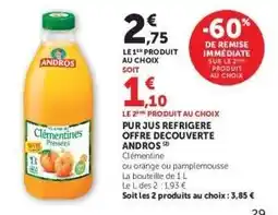 Super U Pur Jus Réfrigéré Offre Découverte Andros offre