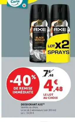 Super U DÉODORANT AXE offre