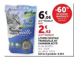 Super U Litiere Cristale Tranquille au Charbon Actif offre