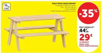 Table Pique Nique enfant