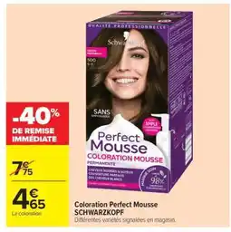 Carrefour Coloration Perfect Mousse SCHWARZKOPF offre