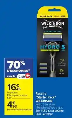 Carrefour Rasoirs Starter Pack WILKINSON offre