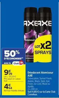 Carrefour Déodorant Atomiseur Axe offre