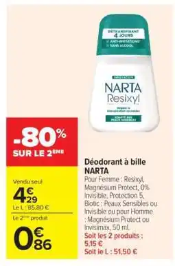 Carrefour Déodorant à bille NARTA offre