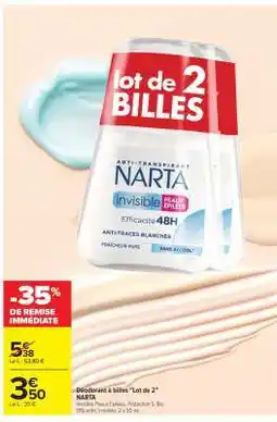 Carrefour Déodorant à billes Lot de 2 NARTA offre