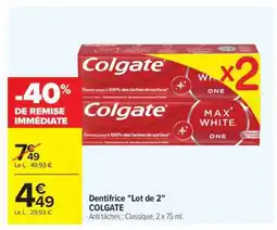 Carrefour Dentifrice Lot de 2 COLGATE offre