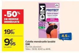 Carrefour Culotte menstruelle lavable DIM offre