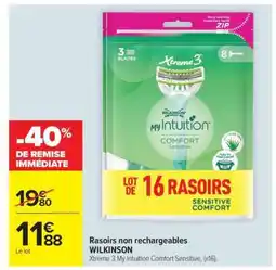Carrefour WILKINSON Xtreme 3 My Intuition Comfort Sensitive, (x16) offre