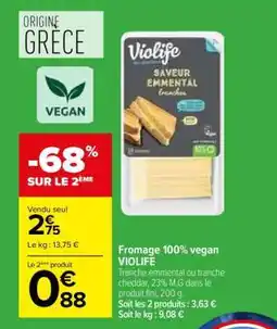 Carrefour Market Fromage 100% vegan VIOLIFE offre