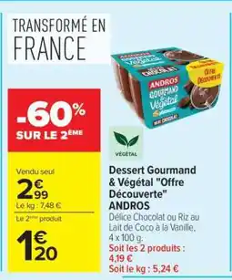 Carrefour Market Dessert Gourmand & Végétal Offre Découverte ANDROS offre