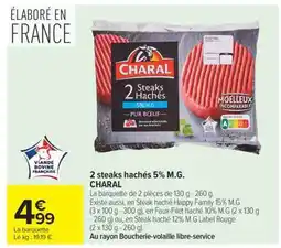 Carrefour Market 2 Steaks hachés 5% M.G. CHARAL offre
