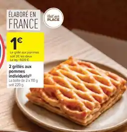 Carrefour Market 2 grillés aux pommes individuels offre