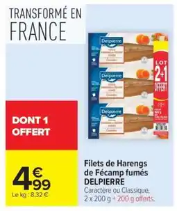 Carrefour Market Filets De Harengs De Fécamp Fumés Delpierre offre