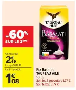 Carrefour Market Riz Basmati Taureau Ailé offre