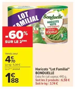 Carrefour Market Haricots Lot Familial BONDUELLE offre