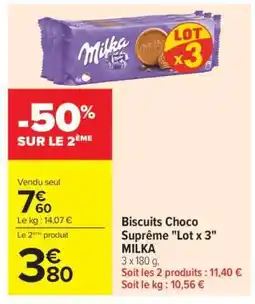 Carrefour Market Biscuits Choco Suprême Lot x 3 MILKA offre