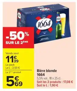 Carrefour Market Bière Blonde 1664 offre