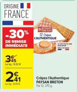 Carrefour Crêpes L'authentique Paysan Breton offre