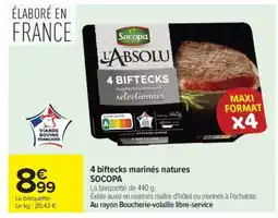 Carrefour 4 biftecks marinés natures SOCOPA offre