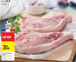 Carrefour Porc : côte avec os à griller offre