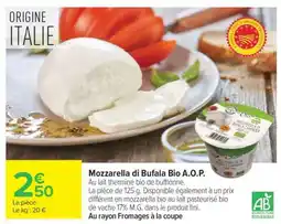 Carrefour Mozzarella di Bufala Bio A.O.P offre