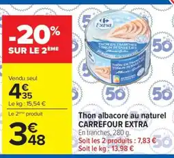 Carrefour Thon albacore au naturel CARREFOUR EXTRA offre