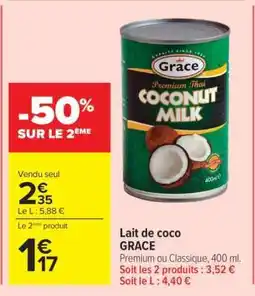 Carrefour Lait de coco GRACE offre