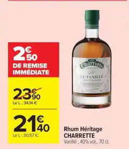Carrefour RHUM HÉRITAGE “CHARRETTE” offre