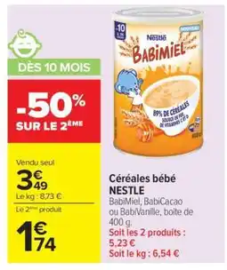 Carrefour Céréales bébé NESTLE offre