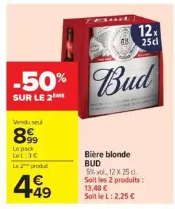 Carrefour Bière Blonde 'Bud' offre