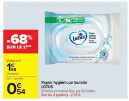 Carrefour Papier hygiénique humide LOTUS offre