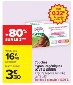 Carrefour Couches Hypoallergeniques Love & Green offre