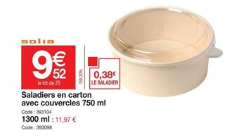 Promocash Saladiers En Carton offre