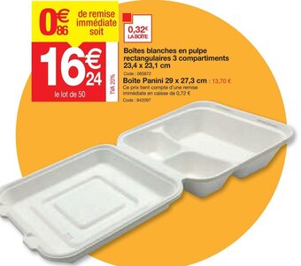 Promocash Boîtes Blanches En Pulpe offre